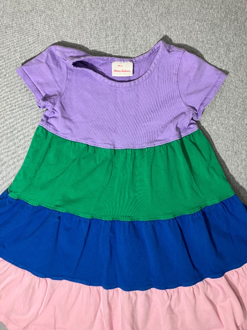 Hanna Andersson Tiered Twirl Dress Pink Purple Blue Size 5